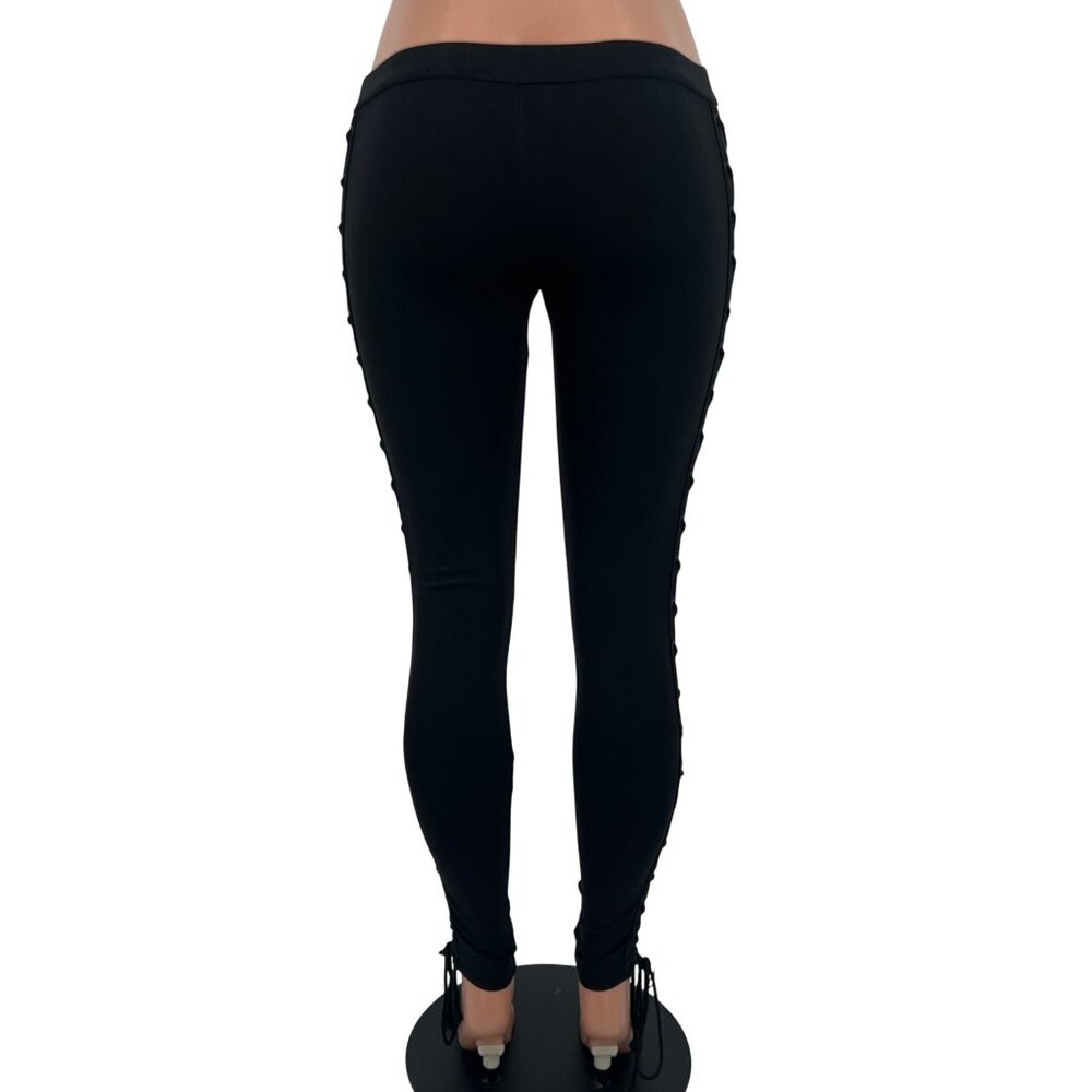 Fenty Puma Rihanna Black Boxing Bomber Lace Up Side Athletic Athleisure Leggings - Picture 12 of 16